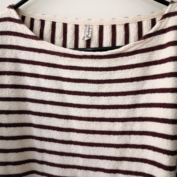Free People Come On Over White Burgundy Striped Tunic Dress Size Small - Picture 3 of 7